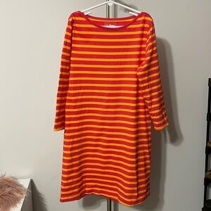L.L Bean orange striped dress size 12